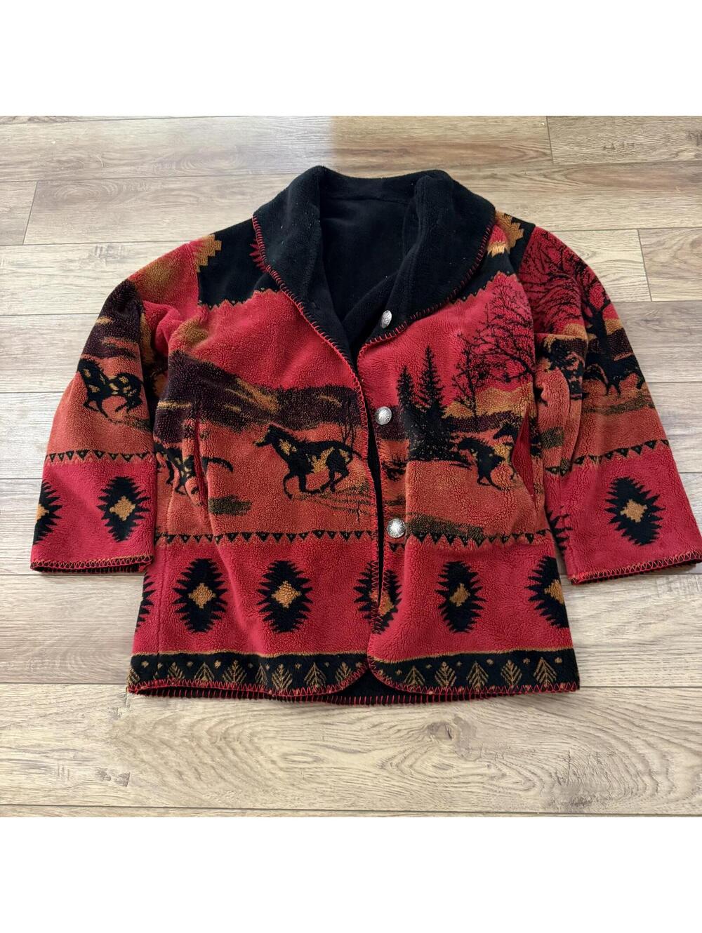 Vintage Southwestern Horse Animal Fleece AOP Aztec Jacket